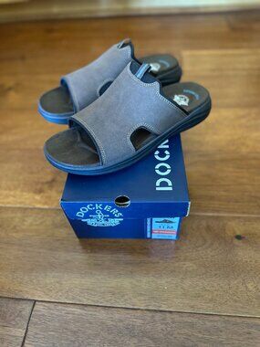 NEW Dockers Barlin 11 Men's Dark Tan Brown Slip On Slide Sandal